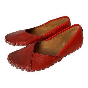 Spring Step Red Leather Kathaleta Slip-Ons arch support flat shoes US 8 EU 38